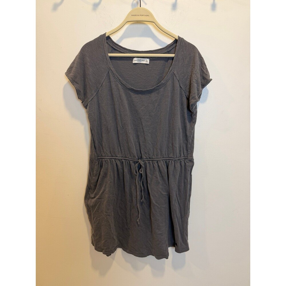 Abercrombie & Fitch Y2K Gray T-Shirt Mini Dress Drawstring Waist Short Sleeve M